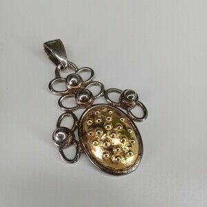 Vintage Large Pendant Only Faux Gold silver tone Costume Jewelry Made in Usa